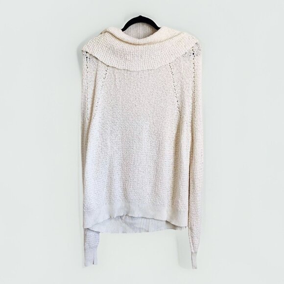 Free People Womens By Your Side Sweater Sz Large Ivory Cowl Neck Boho Soft Girl - Picture 9 of 10